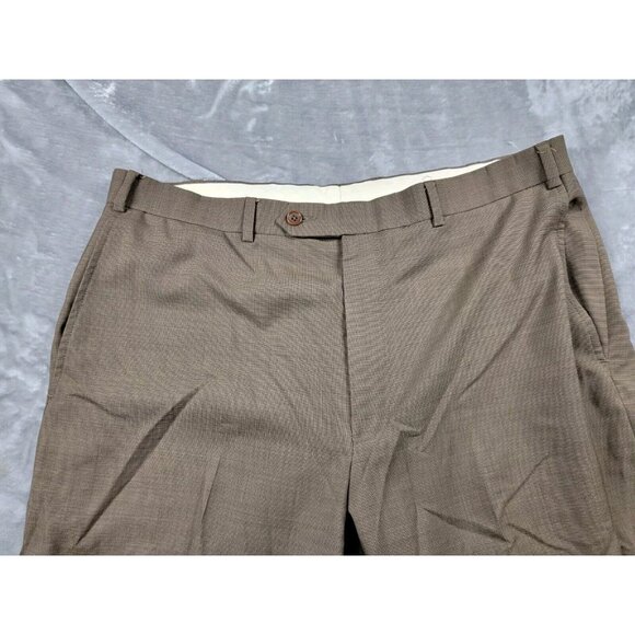Brooks Brothers 346 Mens Wool Dress Pants 38x32 Flat Front Brown - Picture 6 of 8